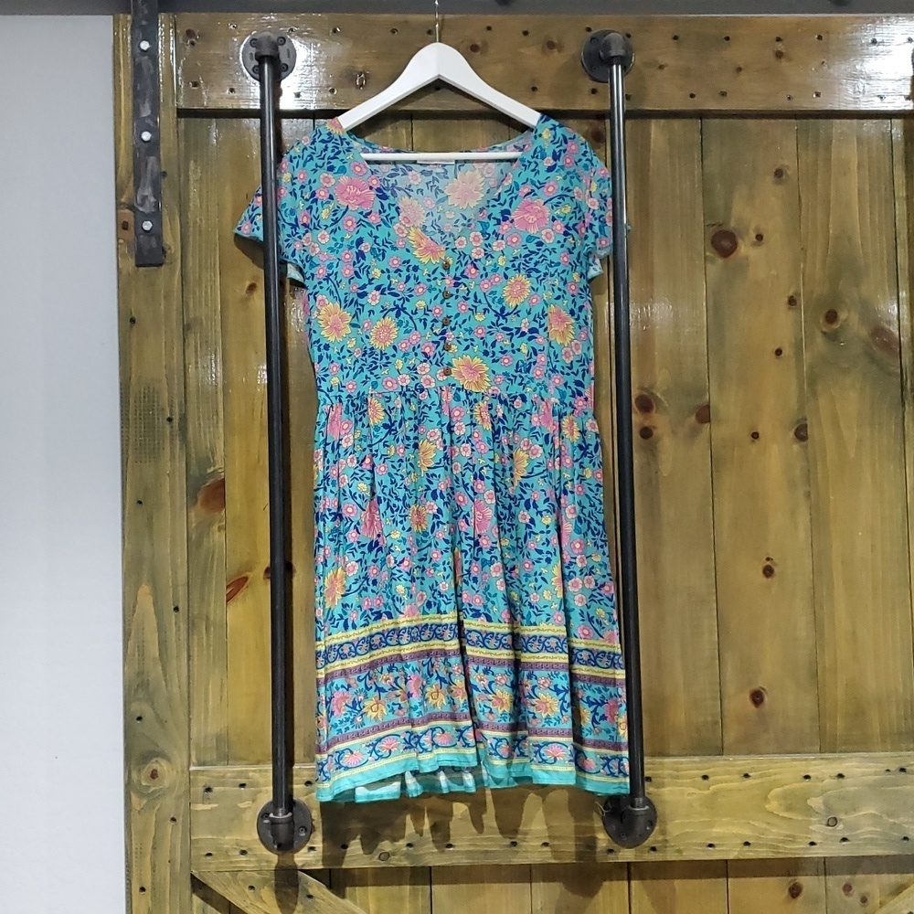 KIRUNDO FLORAL DRESS SIZE XL FLOWY LIGHTWEIGHT SUMMER SPRING GARDEN FUN EUC